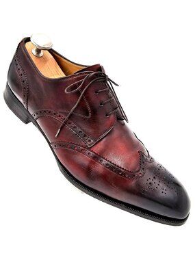 Scarpe Di Bianco Italy Luxury Wingtip Dress Shoe Men 13 Burgundy Leather Oxfords